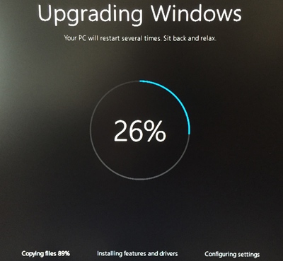 Windows 10 upgrade progress