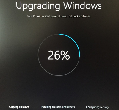 Windows 10 upgrade progress